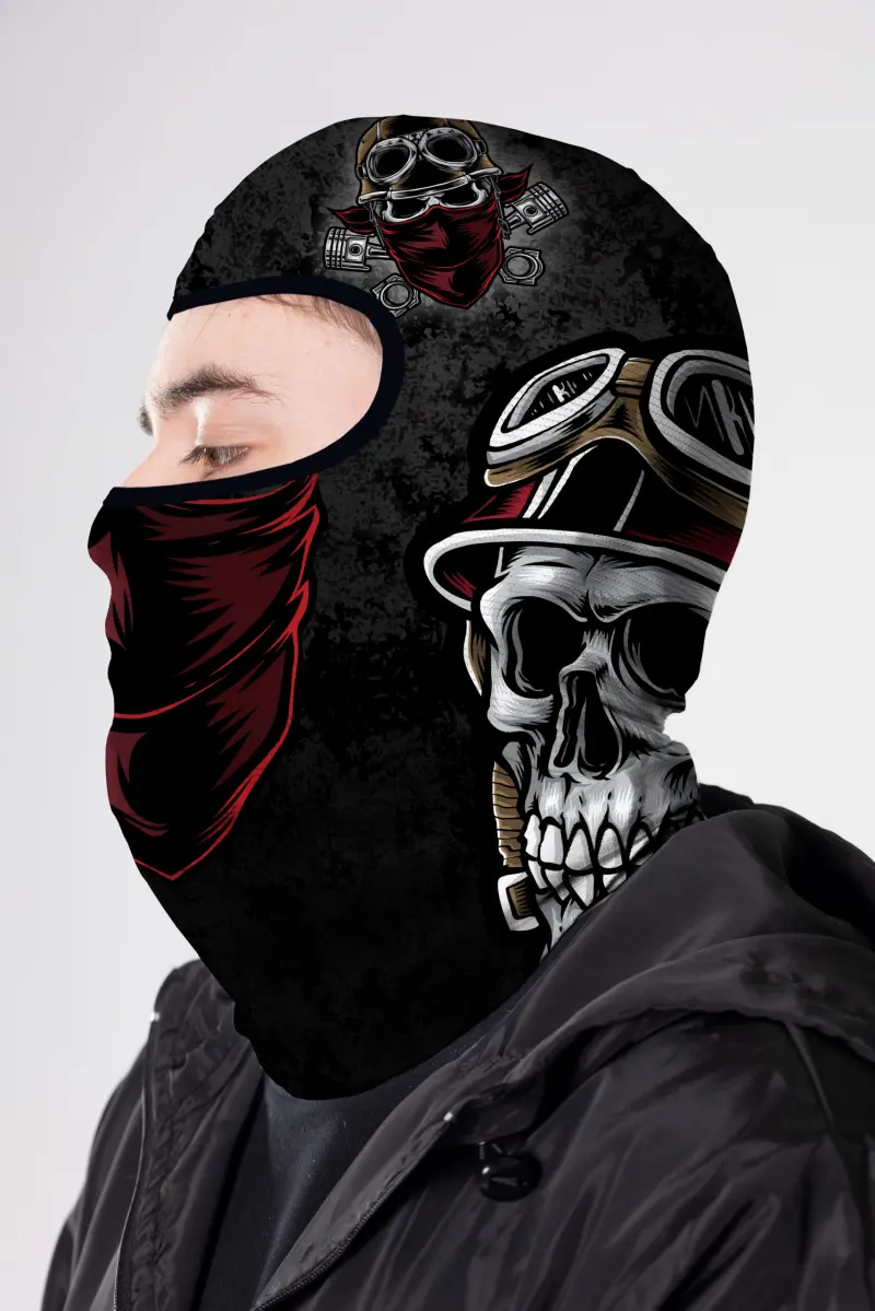 BALACLAVA MICROPERFORADA GRAFICA CALAVERAS ROJA